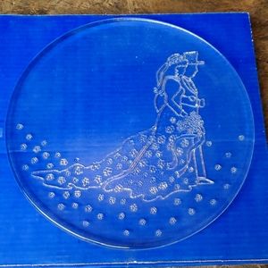 Bride & Groom 13" Party Platter NEW in box Handmade Pilgrim Glass